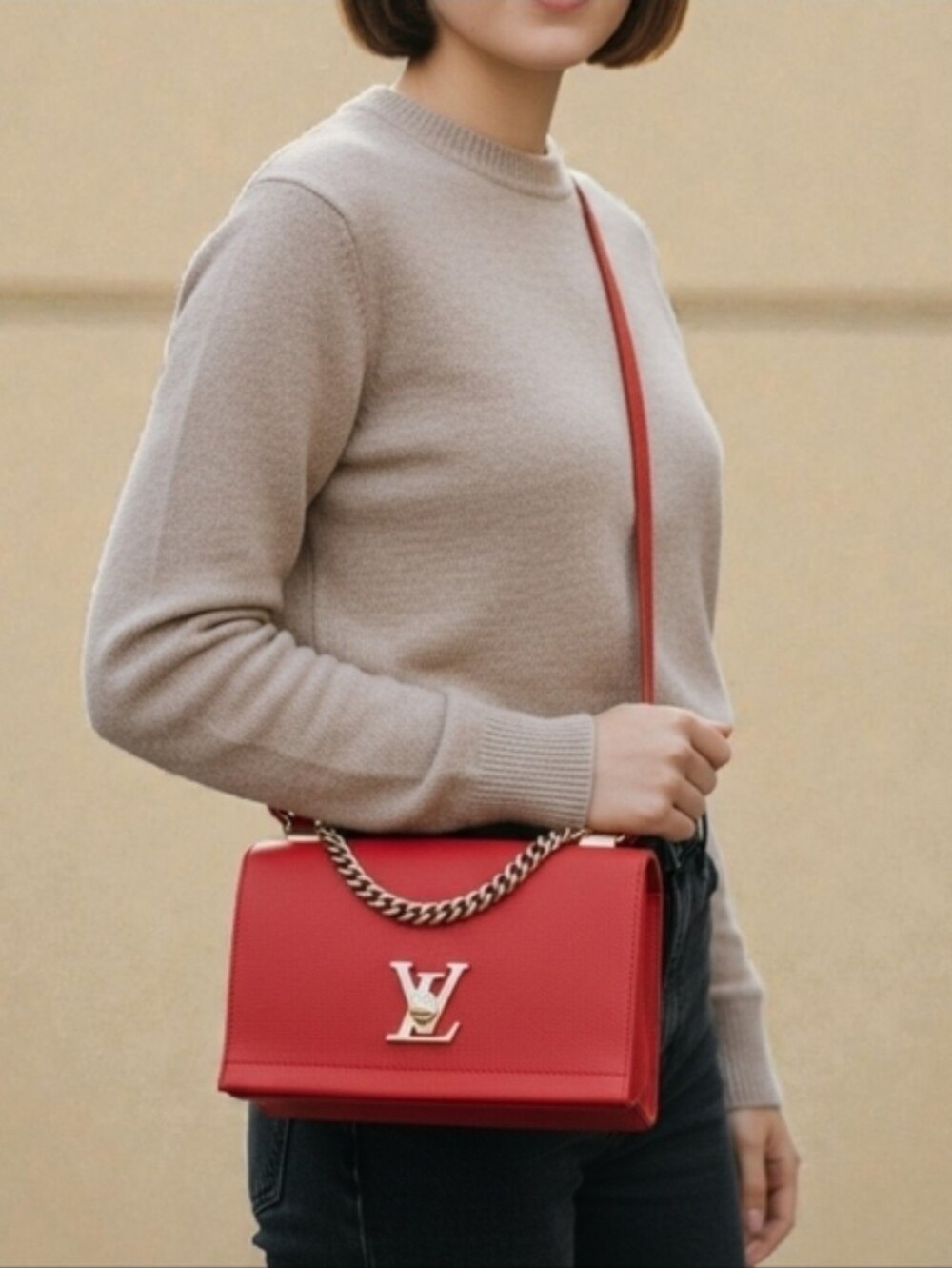Louis Vuitton Lockme II BB Red Calfskin Leather Flap Crossbody Bag - Picture 2 of 16